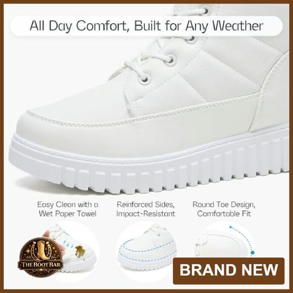 Women's Winter Combat Boots Waterproof Fleece Lined Ankle Boots Hiking - Picture 7 of 8